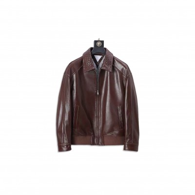 BOTTEGA VENETA INTRECCIATO LEATHER COAT